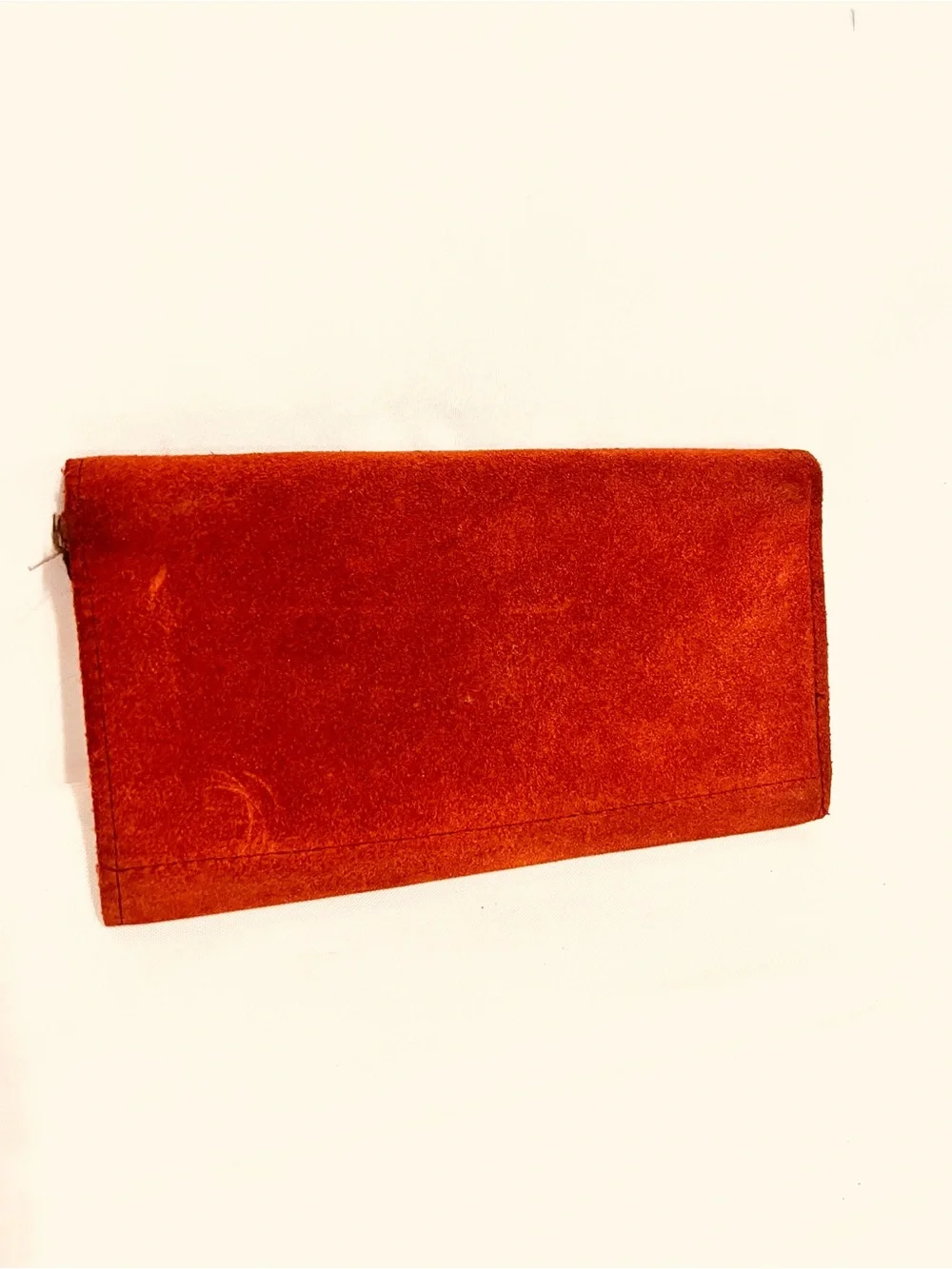 Vintage Suede Leather Envelope Clutch/Check Book-Coin Zip Comp.-CC Holders-Haiti